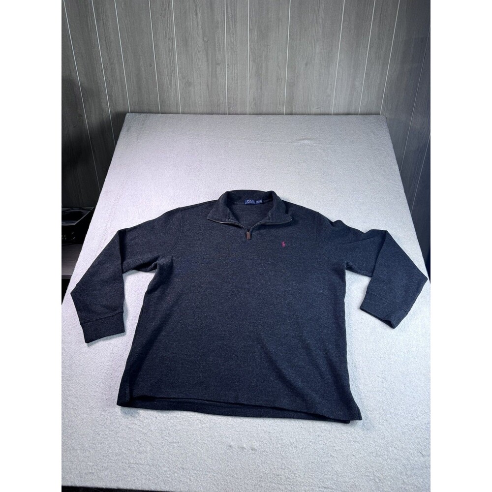 Polo Ralph Lauren Men's XXL 2XL Dark Gray 1/4 Zip Pullover Sweatshirt Pony Logo